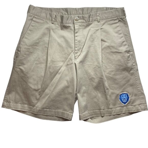 Nike Team Columbia Lions Khaki Shorts Embroidered Patch Swoosh NYC‎ Mens 38 - Picture 1 of 8